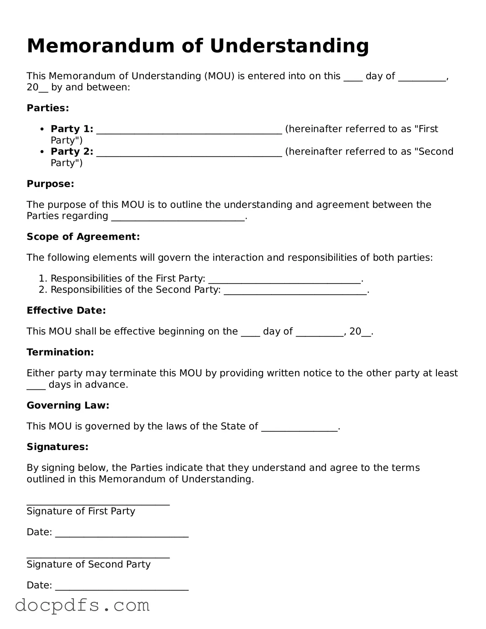 Legal Memorandum of Understanding Document