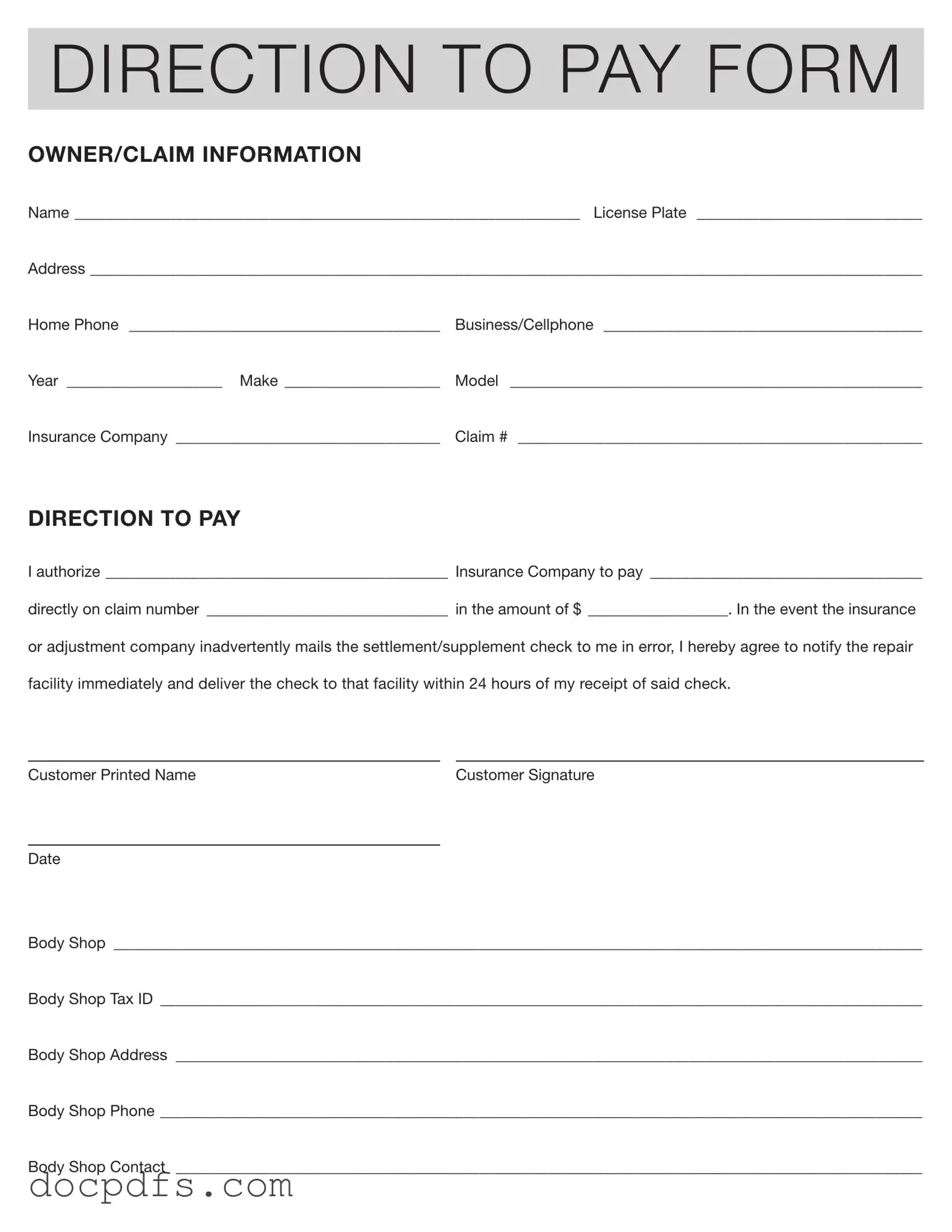 Authorization And Direction Pay Template in PDF