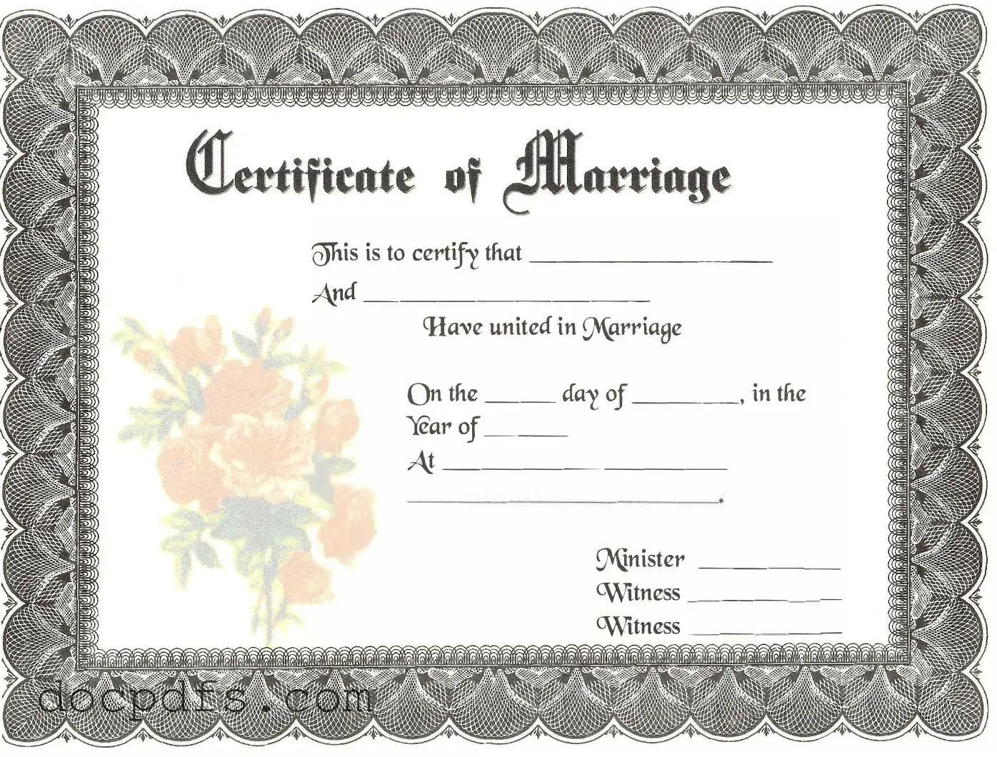 Marriage Certificate Template in PDF