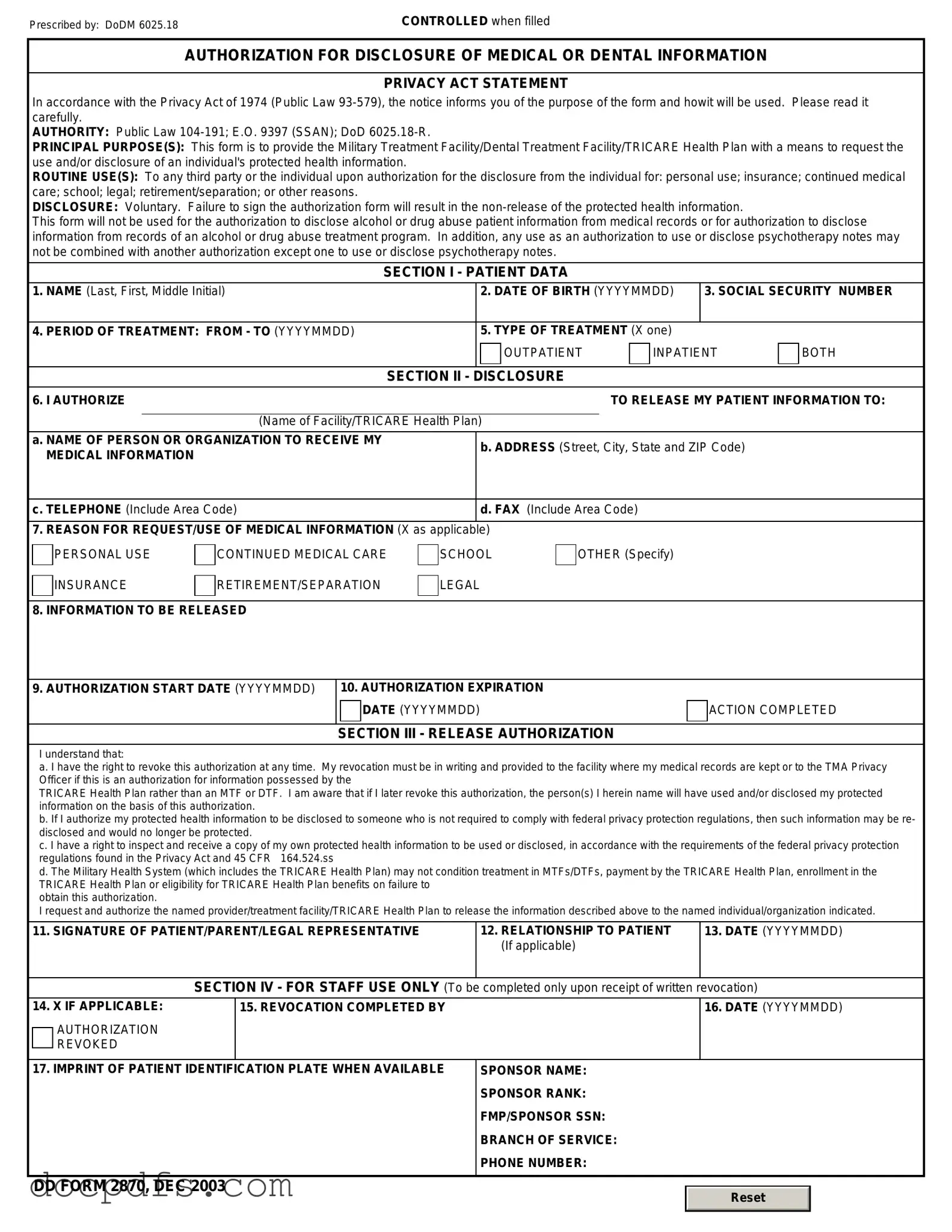 DD 2870 Template in PDF