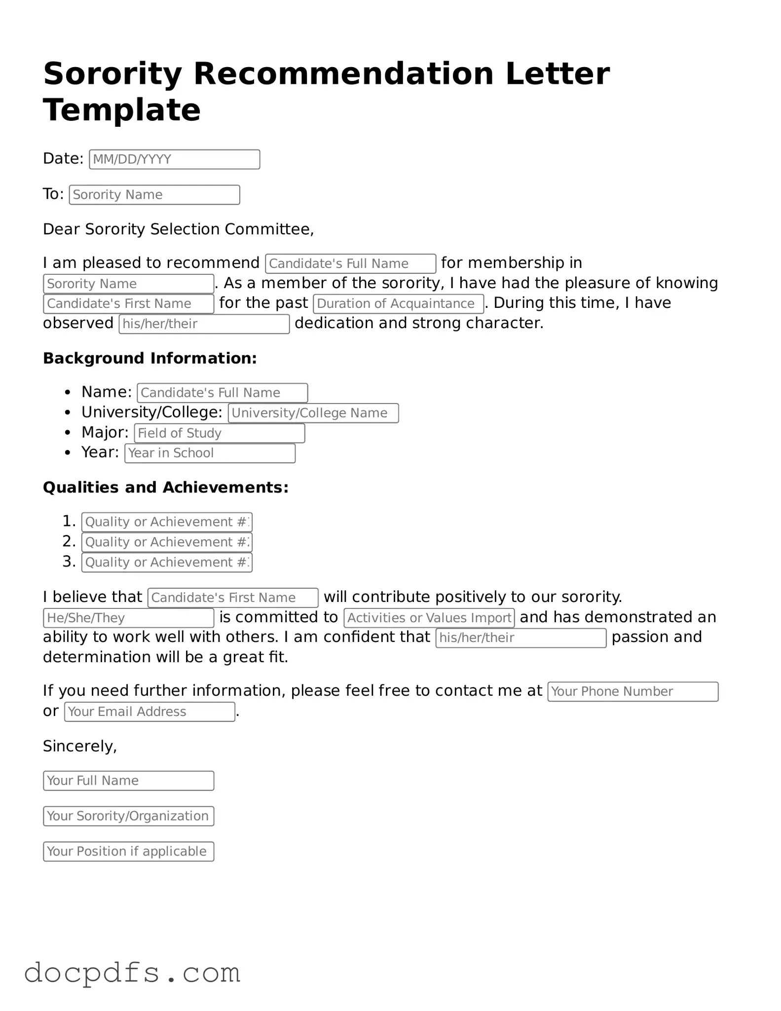 Legal Sorority Recommendation Letter Document