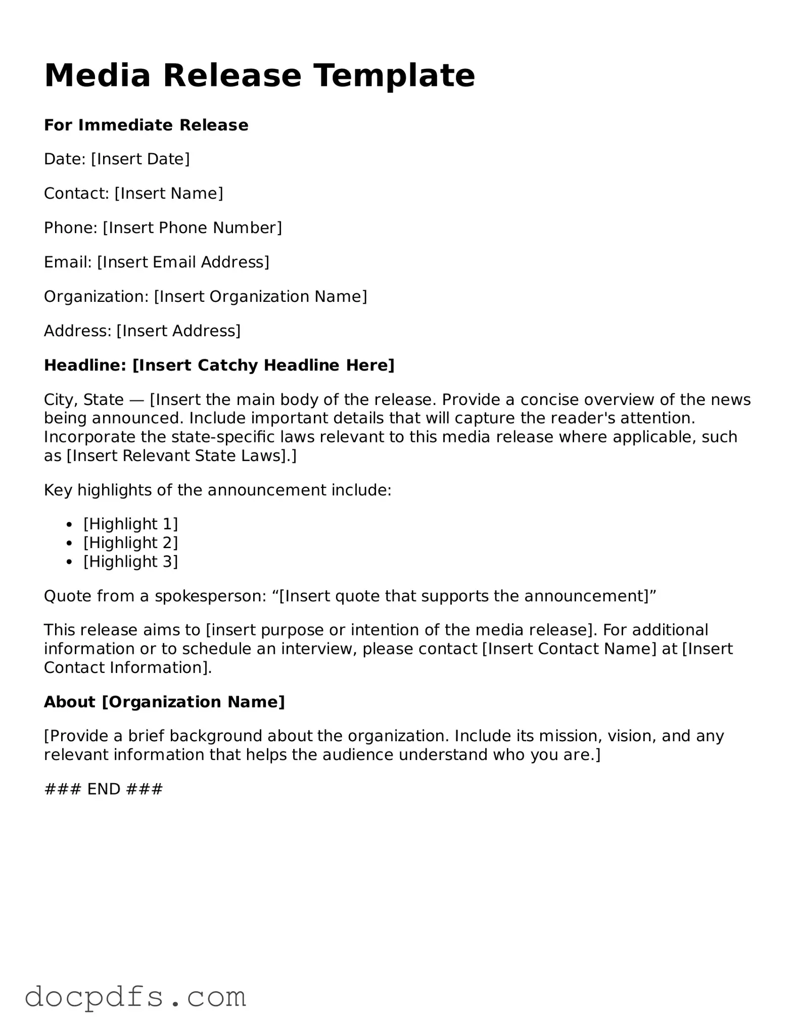 Legal Media Release Document