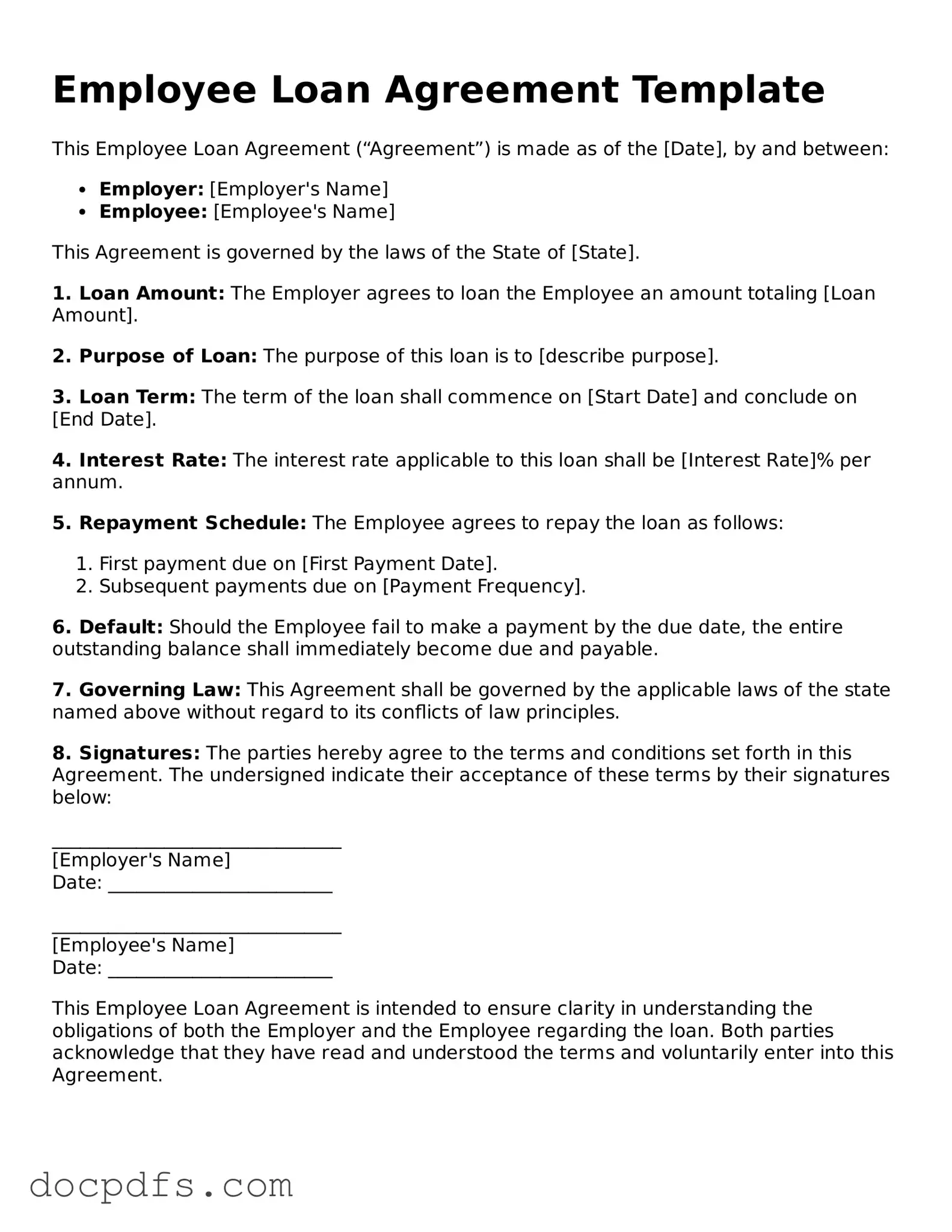 Legal Employee Loan Agreement Document