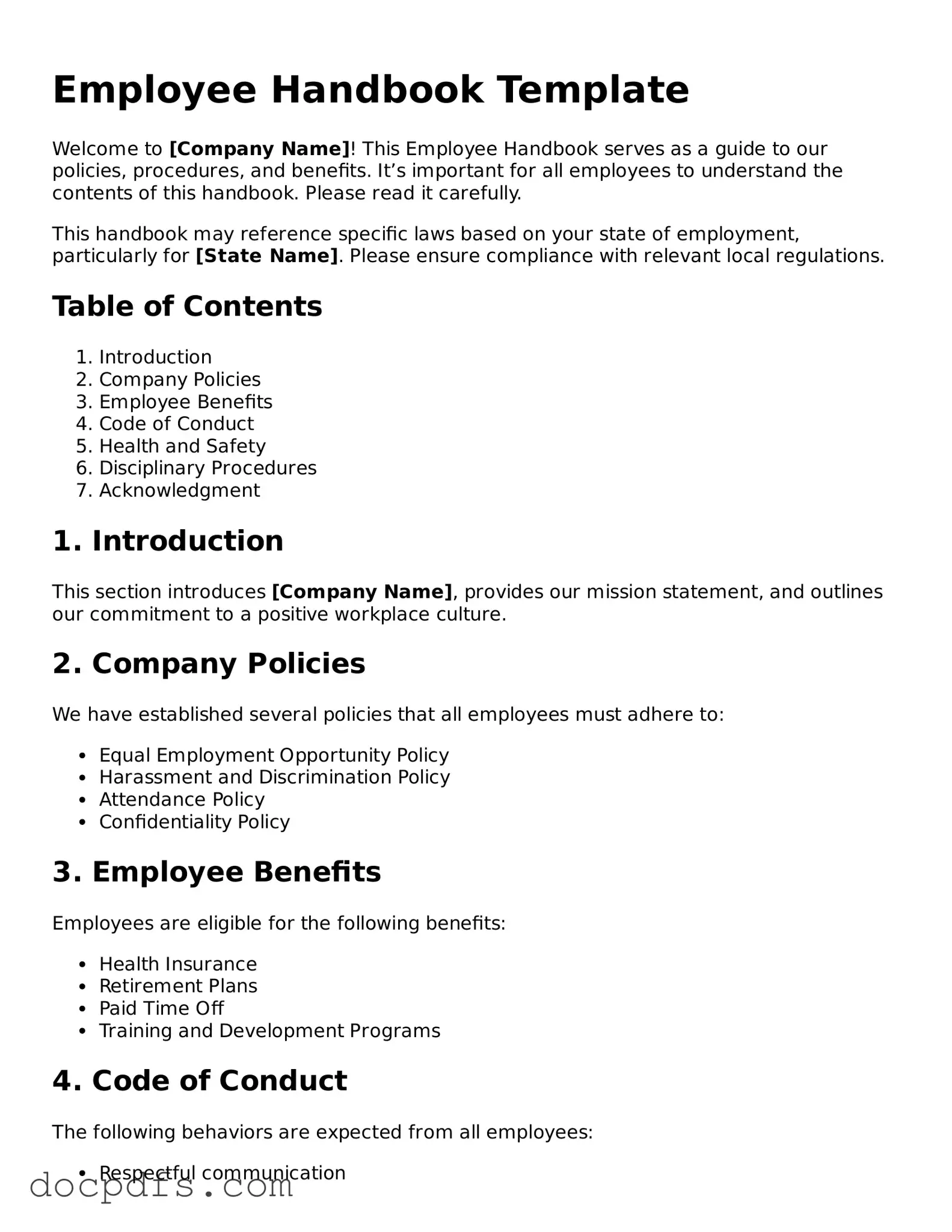 Legal Employee Handbook Document