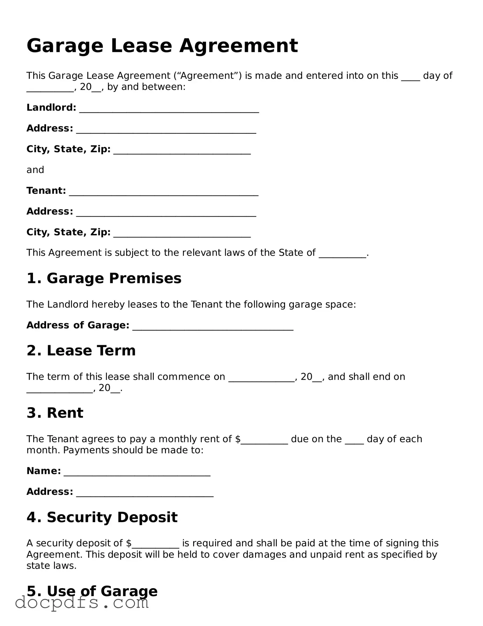 Legal Garage Lease Agreement Document