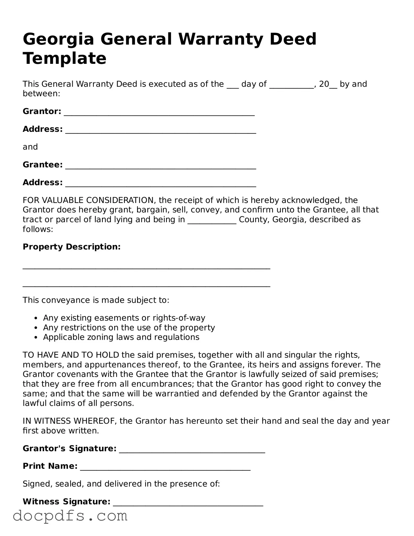 Free Georgia Deed Form