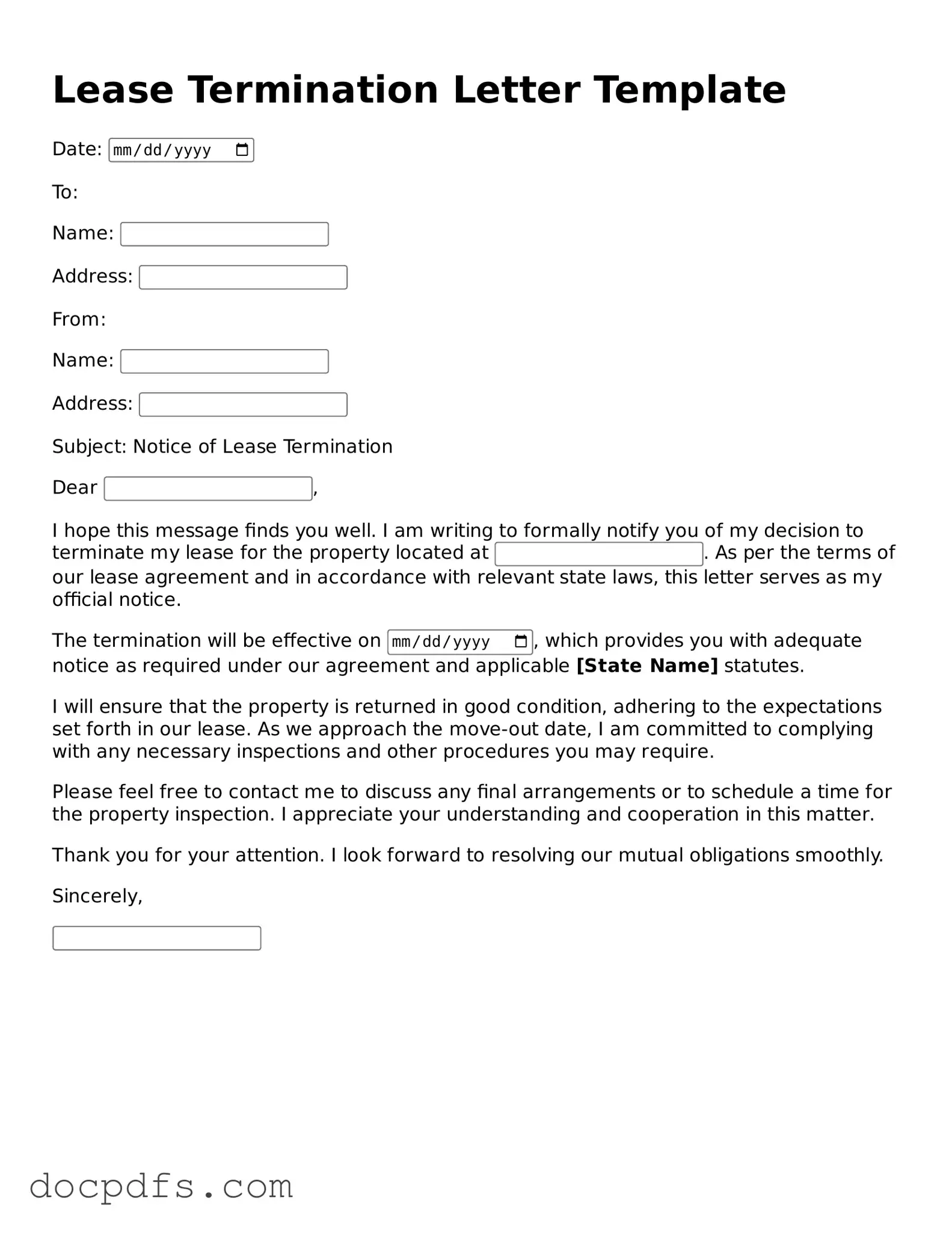 Legal Lease Termination Letter Document