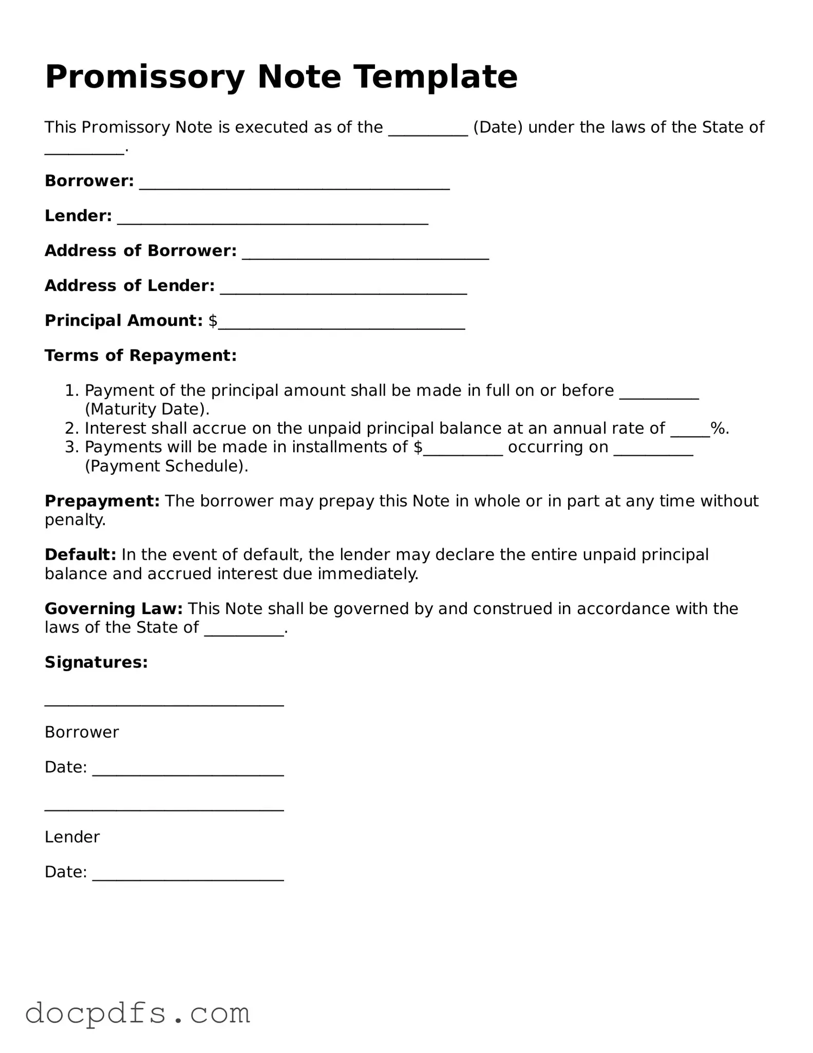 Legal Promissory Note Document