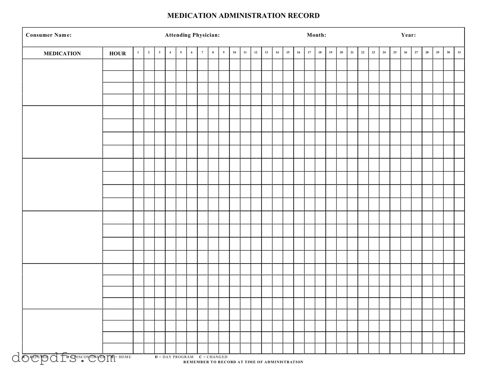 Medication Administration Record Sheet Template in PDF