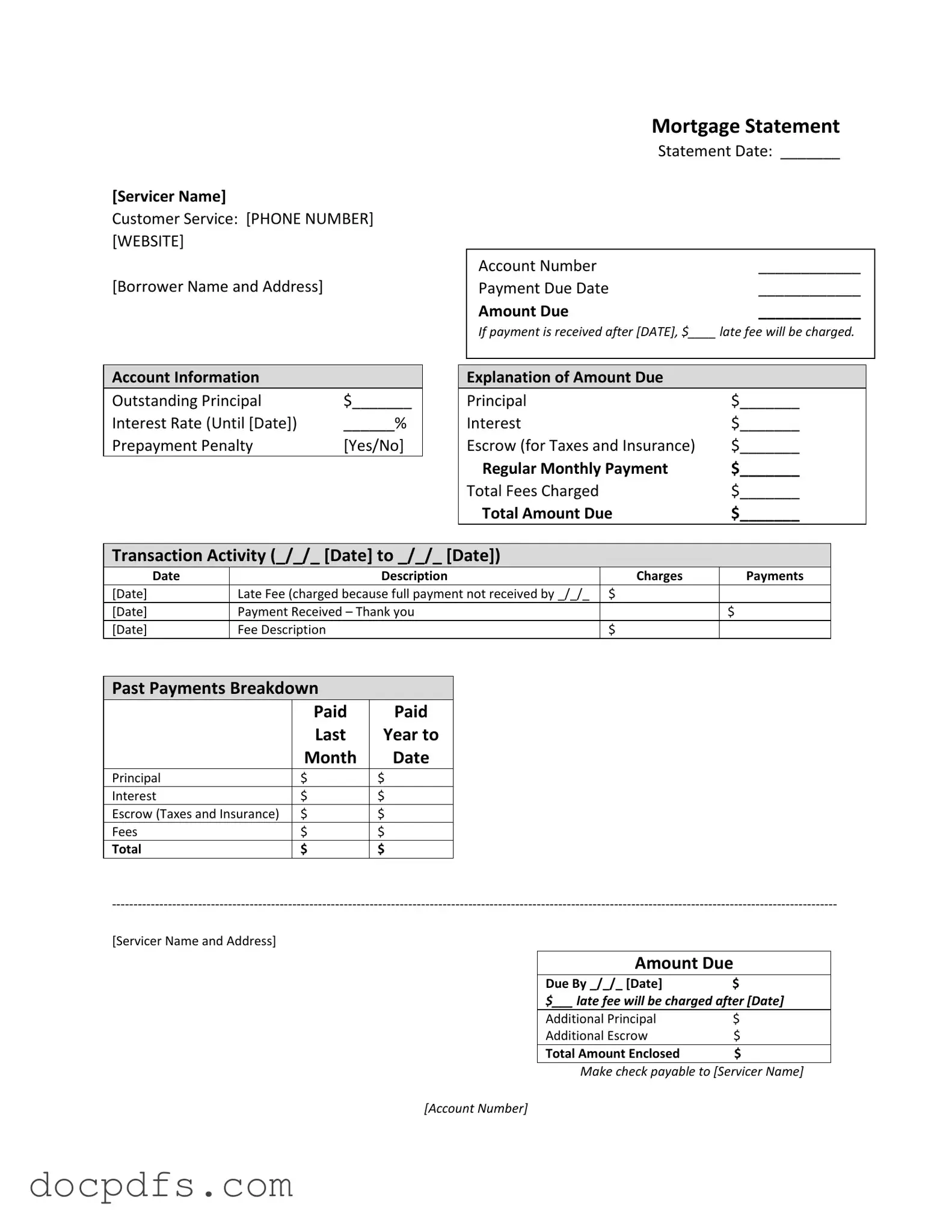 Mortgage Statement Template in PDF