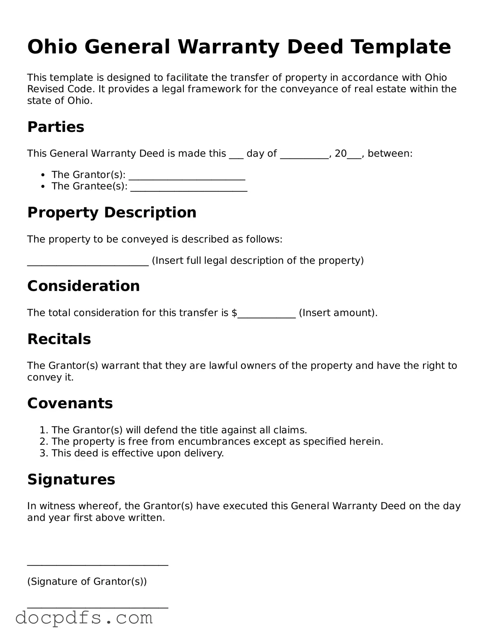 Free Ohio Deed Form