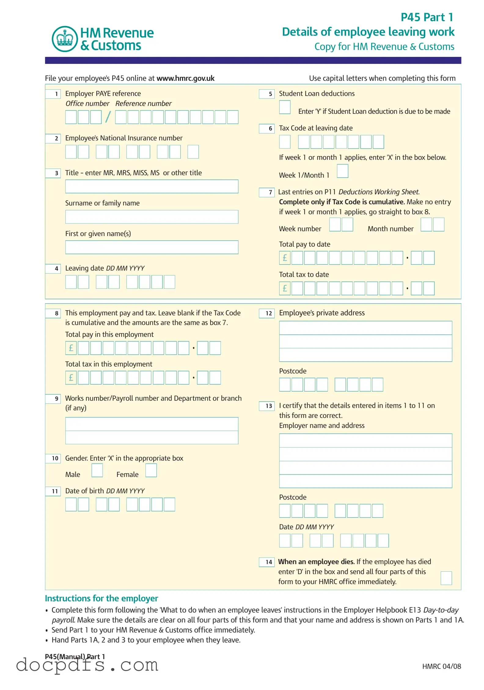P 45 It Template in PDF