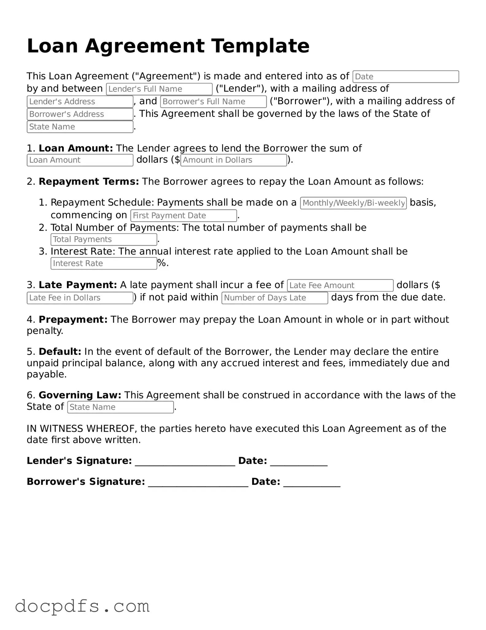 Legal Loan Agreement Document