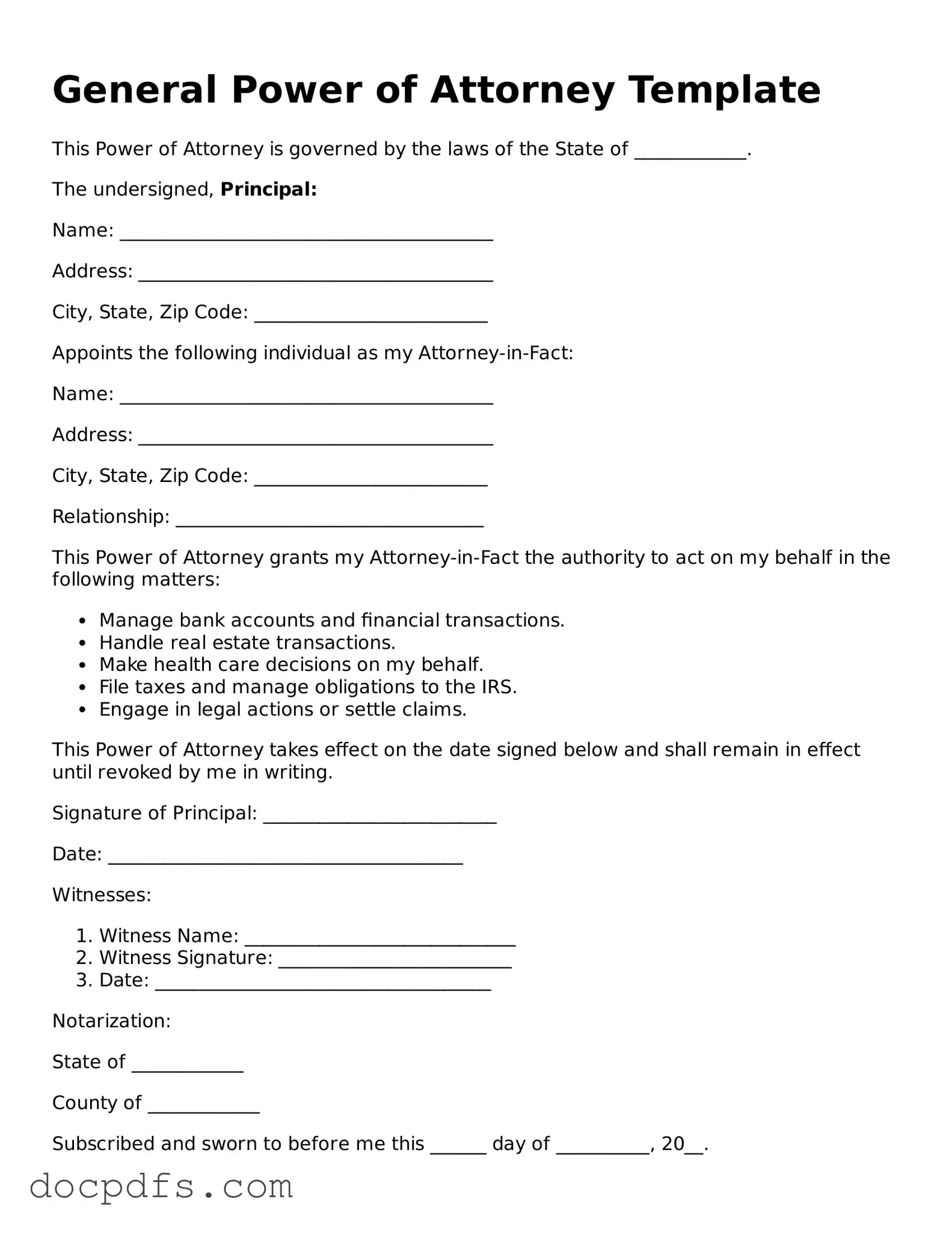 Legal Power of Attorney Document