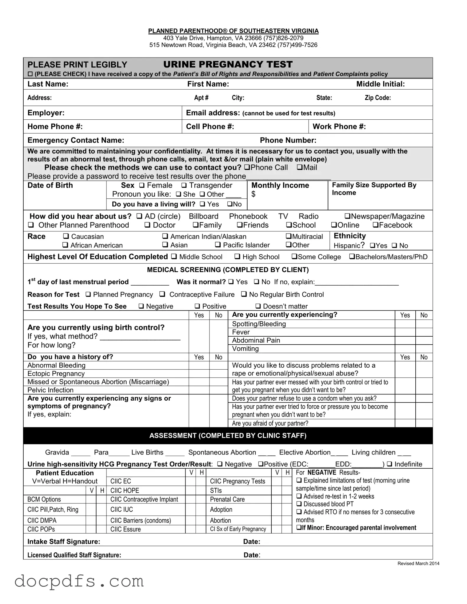 Planned Parenthood Proof Template in PDF