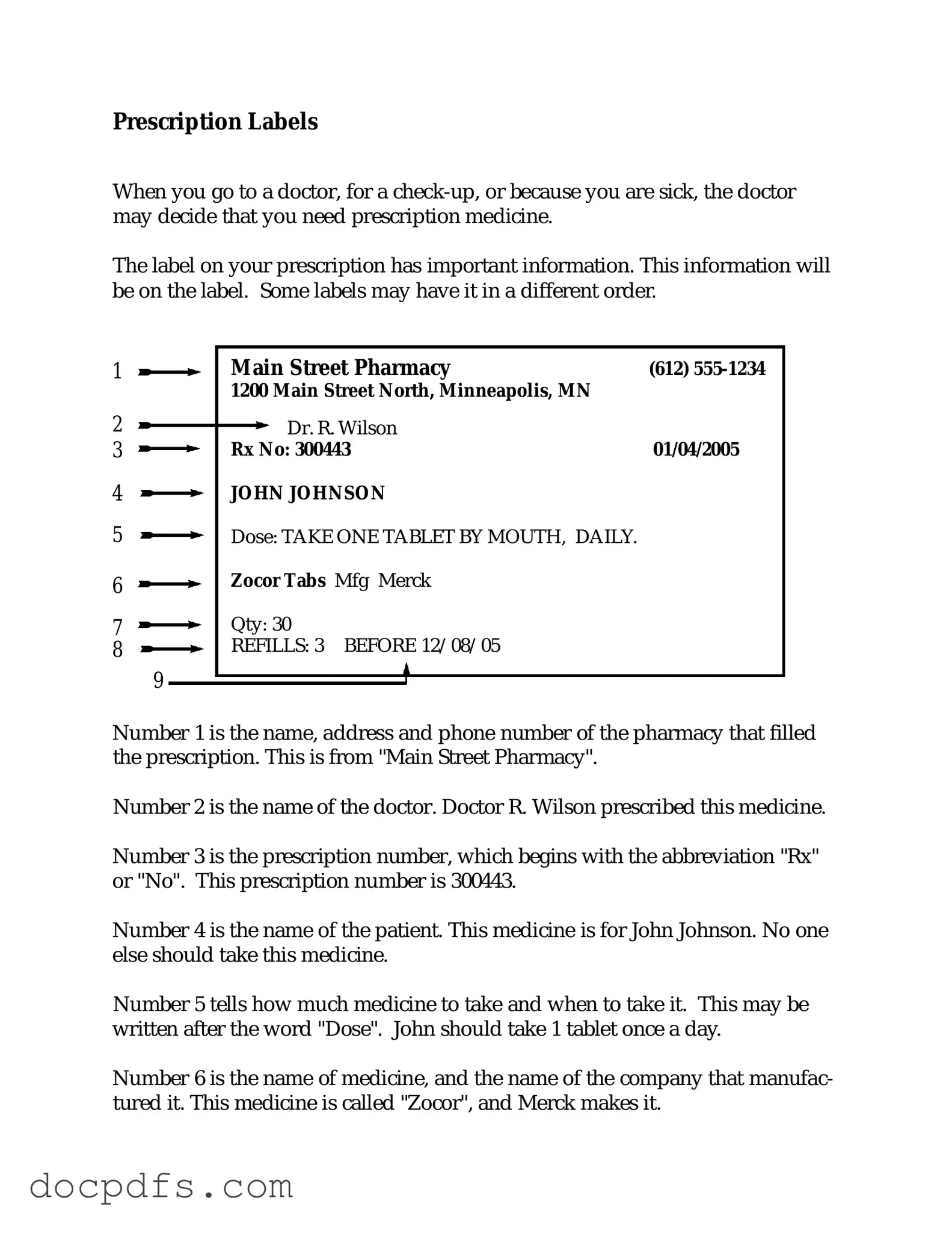 Prescription Label Template in PDF