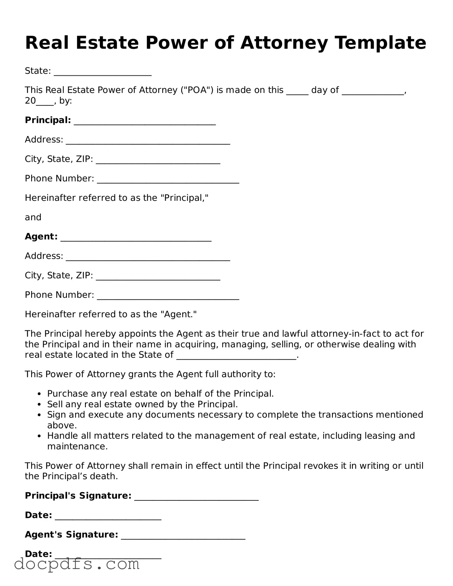 Legal Real Estate Power of Attorney Document