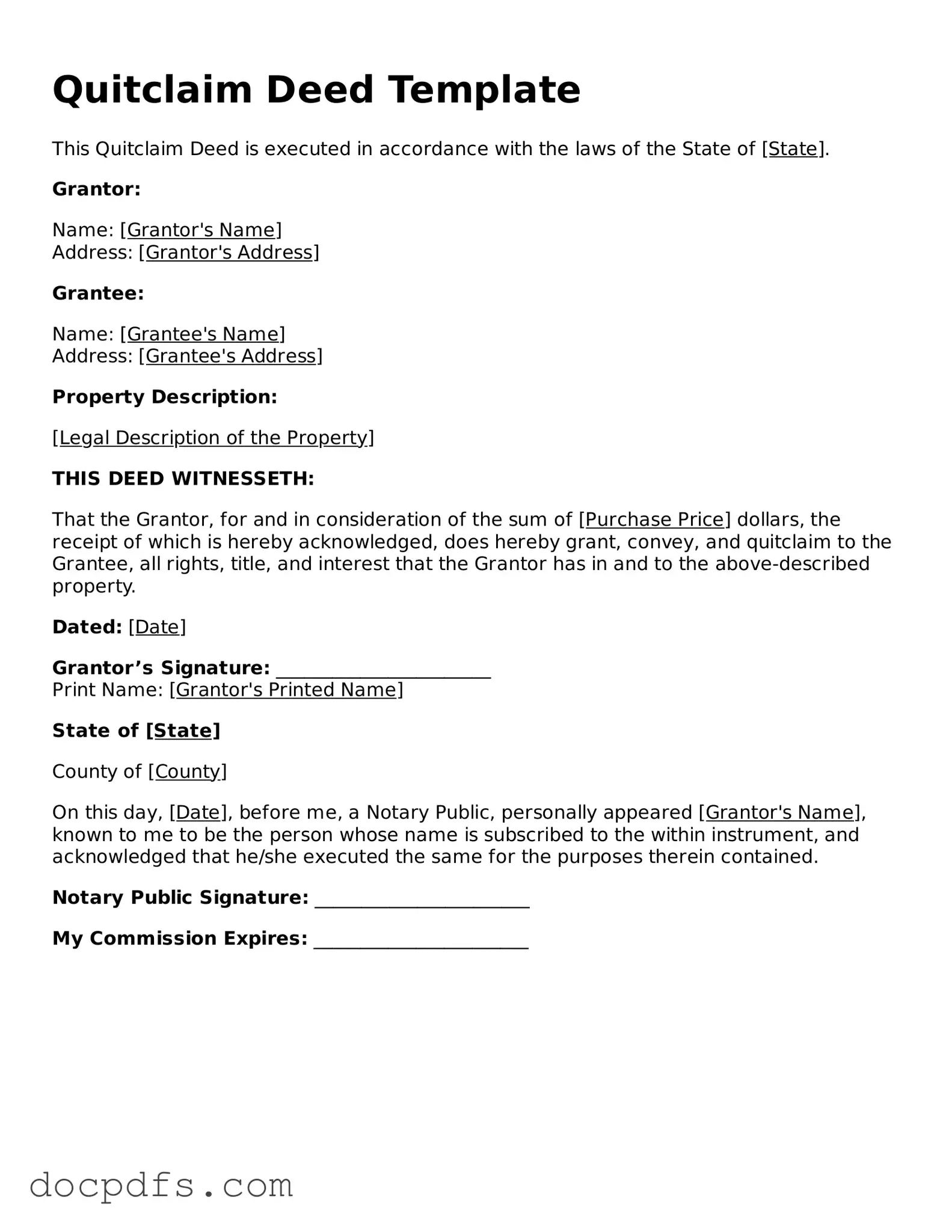 Legal Quitclaim Deed Document
