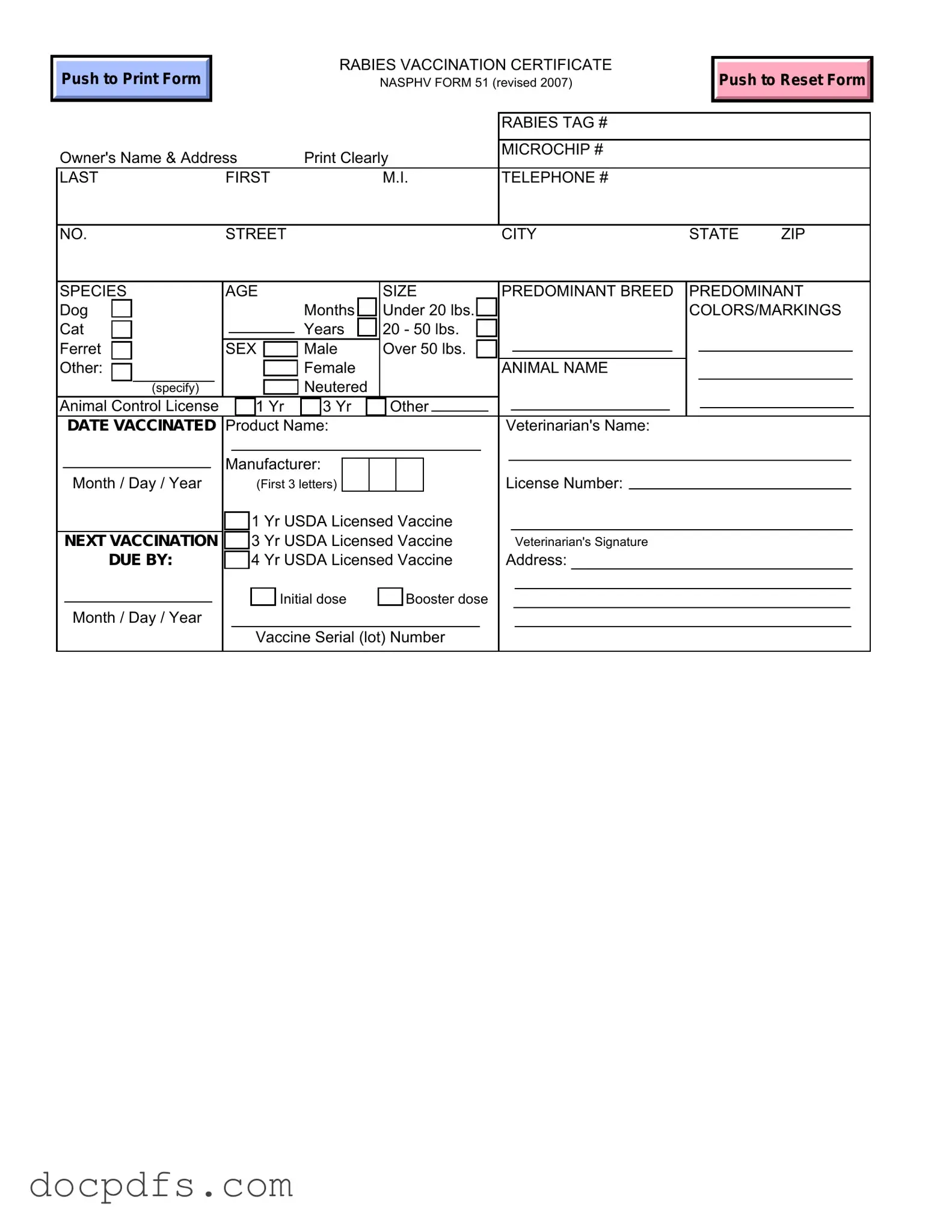 Rabies Certificate Template in PDF