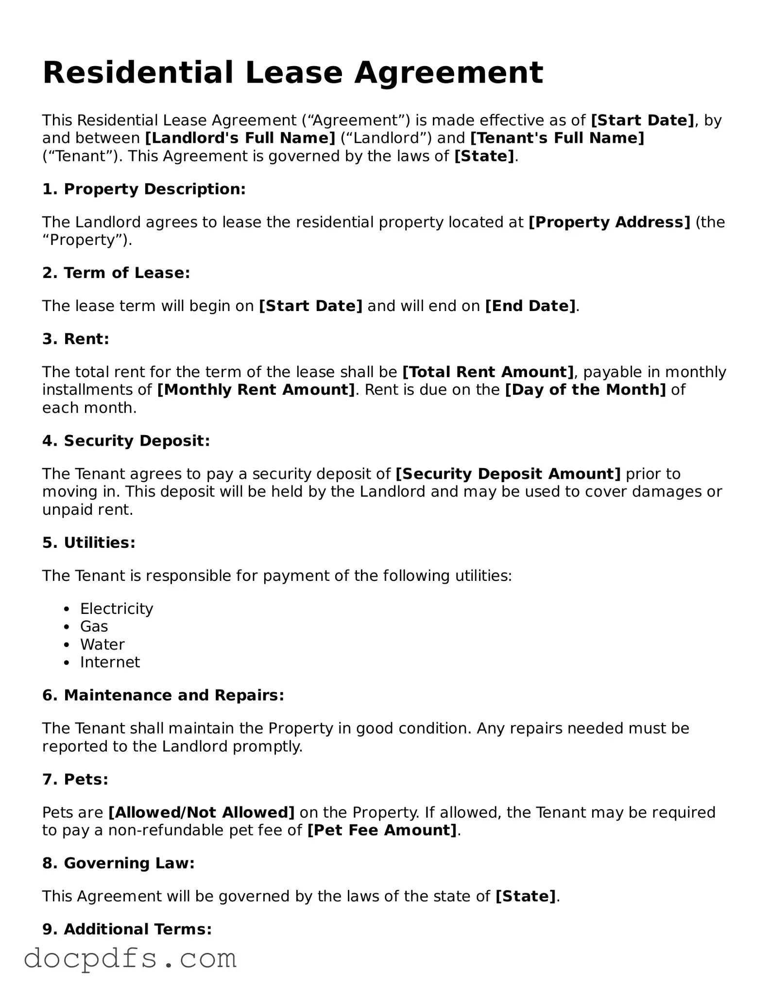 Legal Lease Agreement Document