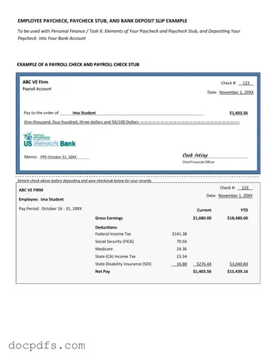 Payroll Check Template in PDF