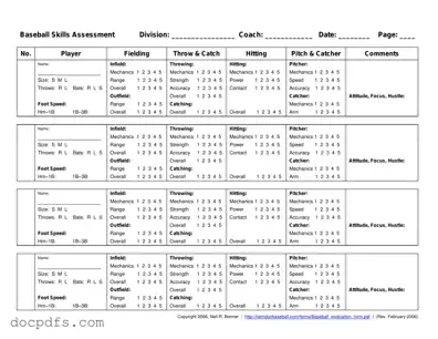 Baseball Assessment Template in PDF