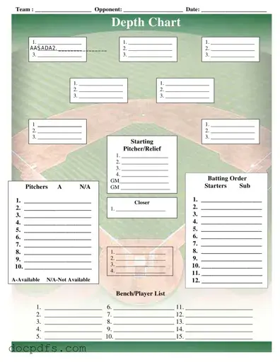 Baseball Field Lineup Template in PDF