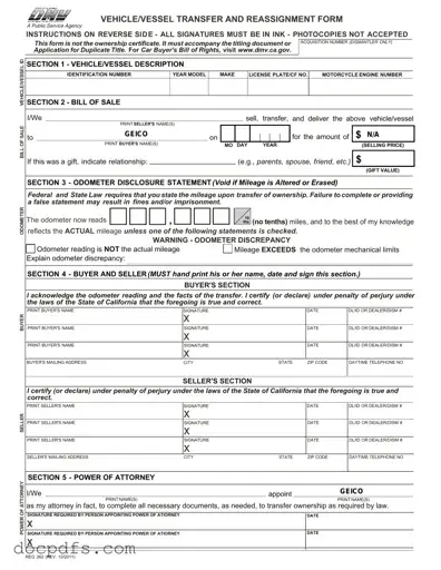 California Fotm Reg 262 Template in PDF