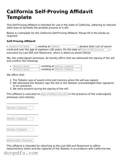 Free California Self-Proving Affidavit Form