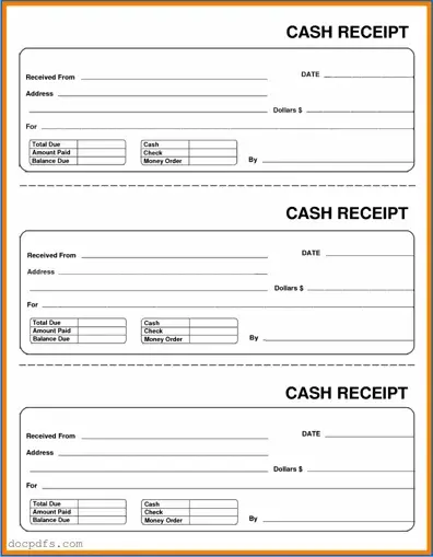 Cash Receipt Template in PDF