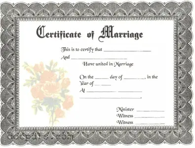 Marriage Certificate Template in PDF