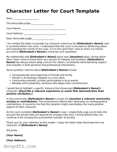 Legal Character Letter for Court Document
