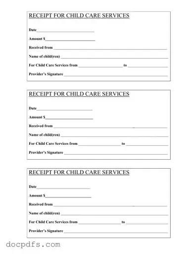 Childcare Receipt Template in PDF