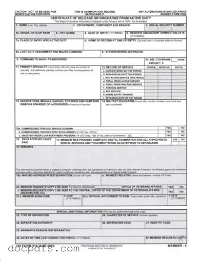 Dd 214 Template in PDF