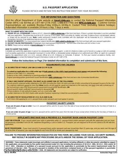 DS-11 U.S. Passport application Template in PDF