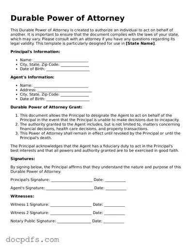 Legal Durable Power of Attorney Document