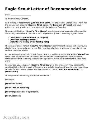 Legal Eagle Scout Letter of Recommendation Document
