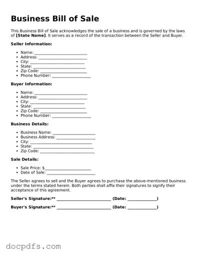 Legal Business Bill of Sale Document