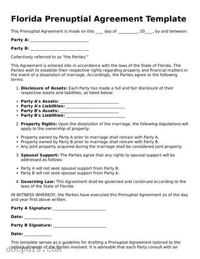 Free Florida Prenuptial Agreement Form