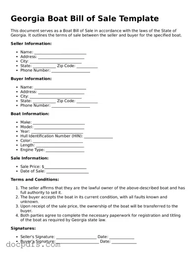 Free Georgia Boat Bill of Sale Form