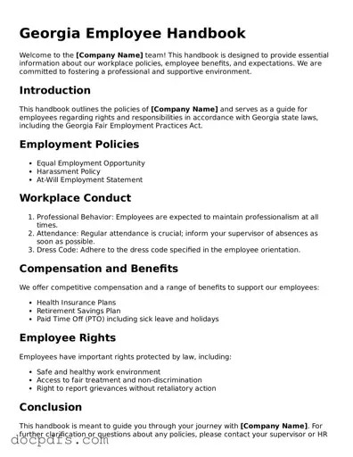 Free Georgia Employee Handbook Form