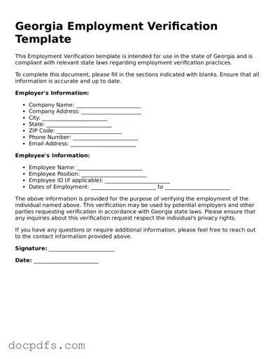 Free Georgia Employment Verification Form
