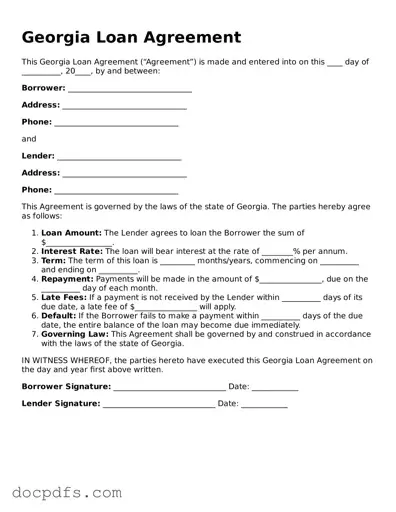 Free Georgia Loan Agreement Form