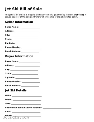 Legal Jet Ski Bill of Sale Document