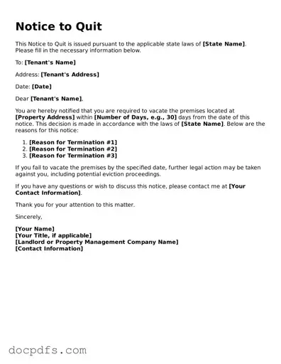 Legal Notice to Quit Document