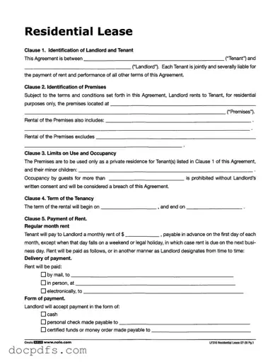 Lf310 Residential Lease Template in PDF