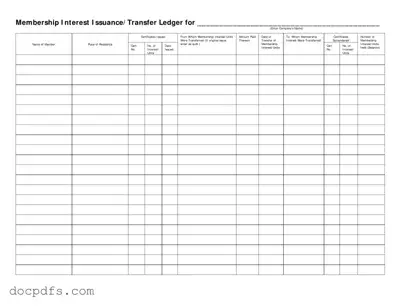 Membership Ledger Template in PDF