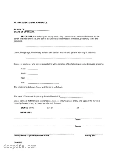 Louisiana act of donation Template in PDF