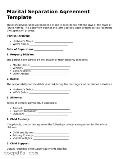 Legal Marital Separation Agreement Document