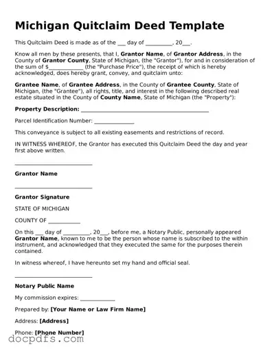 Free Michigan Quitclaim Deed Form